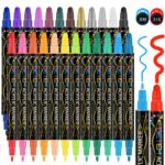 Betem 24 Colors Dual Tip Acrylic Paint Pens Markers, Premium Acrylic Paint Pens for Halloween Decorations, Wood, Canvas, Stone, Rock Painting, Glass, Ceramic Surfaces, Pumpkin Painting Kit DIY Crafts