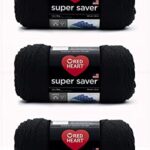 Red Heart Super Saver Black Yarn – 3 Pack of 198g/7oz – Acrylic – 4 Medium (Worsted) – 364 Yards – Knitting/Crochet